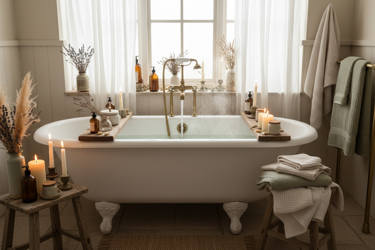 Cottage Bath Tub Scene
